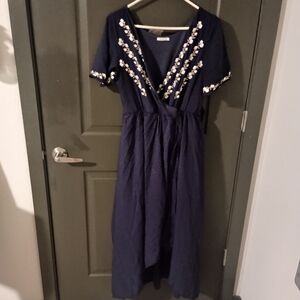 Navy Blue Embroidered Dress